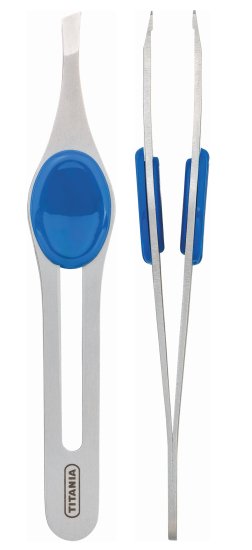 פינצטה ארגונומית ראש אלכסון סדרת Professional Inox מבית Titania Solingen - בגימור מוברש