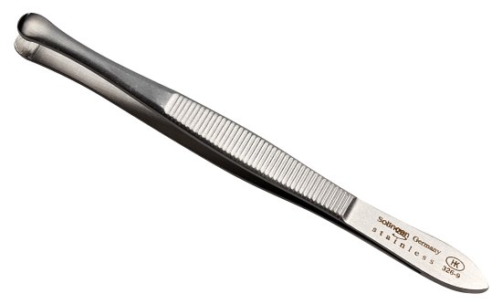 פינצטה ראש עגול 9 ס''מ גימור משויף ראש מבריק סדרת Nobel & Steel מבית HK