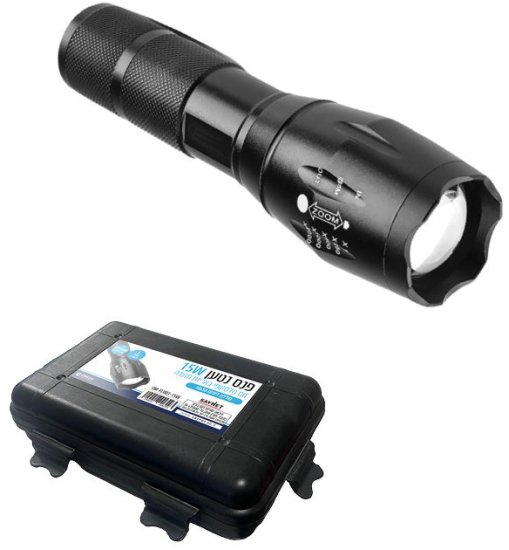 פנס נטען 15W עם זום טלסקופי באריזת מזוודה מבית OMEGA