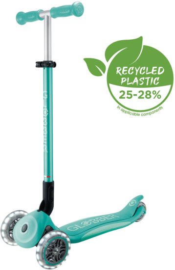 קורקינט מתקפל 3 גלגלים עם אורות Globber Primo Foldable Plus Lights - צבע מנטה כהה