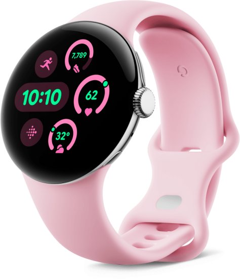 שעון חכם Google Pixel Watch 3 קוטר 41mm - צבע שעון Polished Silver Aluminum Case / צבע רצועה Rose Quartz Active - שנה אחריות