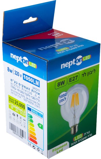 ืืงื ืืช ื ืืจืช ืืืืื NEPTON 8W E27 G125 LED - ืืืื ืชืืืจื 3000K - Giftim ืืื ืืืื