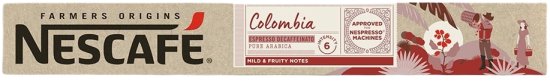 10 קפסולות אלומניום Nescafe Farmers Origins Colombia Decaffeinato - תואמות למכונות קפה Nespresso
