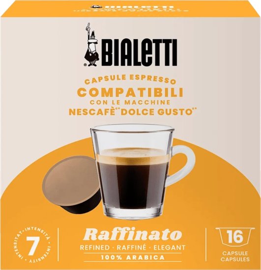 16 קפסולות Bialetti Raffinato - תואמות למכונות קפה Dolce Gusto