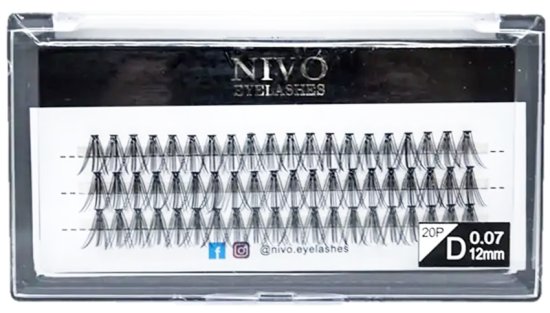 NIVO - ריסים Medium 20D אורך 12 מ”מ - סך הכל 60 יחידות