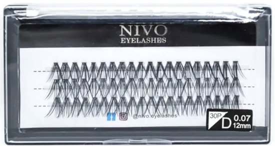 NIVO - ריסים Medium 30D אורך 12 מ”מ - סך הכל 60 יחידות