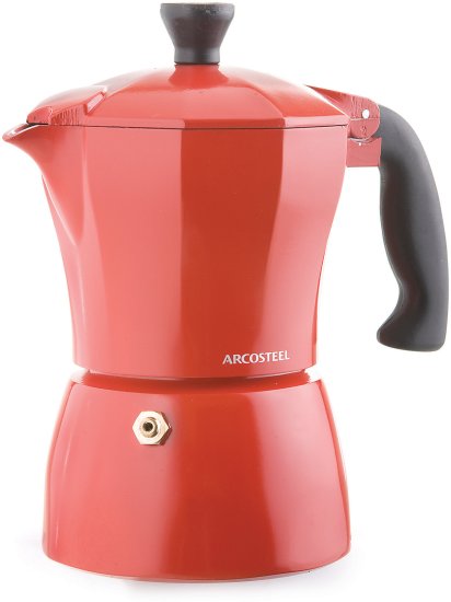 מקינטה 3 כוסות מאלומיניום תואמת אינדוקציה מבית Arcosteel - צבע אדום – תמונה 3