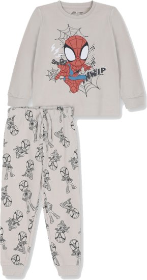סט פיג'מה חולצה ומכנסיים 100% כותנה Minene - צבע אבן / ספיידרמן (גילאי 7-8) – תמונה 3