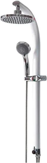 מוט פינוק עם ראש מקלחת עגול דגם יסמין מבית River - צבע ניקל – תמונה 3