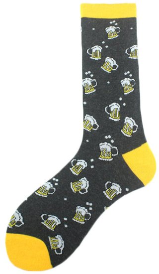 זוג גרביים מעוצבים Noxxiez דגם בירה שחור - מידת One Size שמתאימה למידות 38-45
