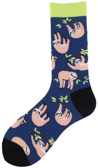 זוג גרביים מעוצבים Noxxiez דגם עצלן כחול - מידת One Size שמתאימה למידות 38-45