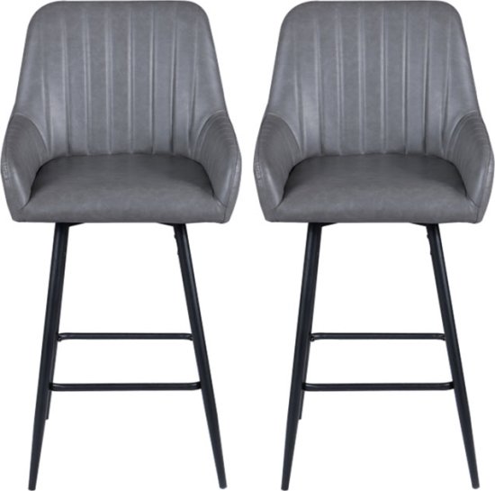 זוג כסאות בר מעוצבים לפינת אוכל  דגם NewYork מבית Brand Direct - צבע אפור