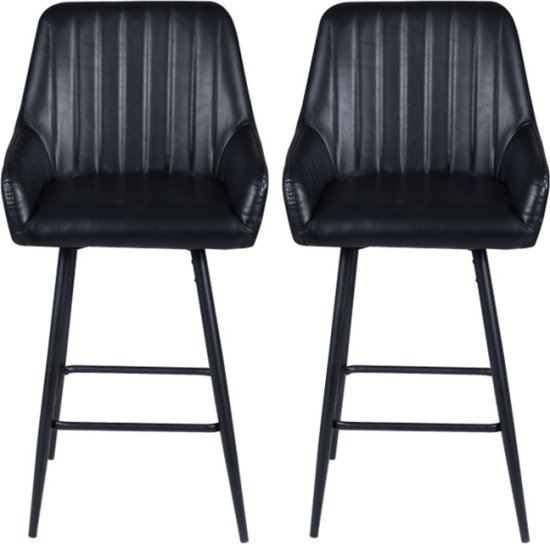 זוג כסאות בר מעוצבים לפינת אוכל  דגם NewYork מבית Brand Direct - צבע שחור