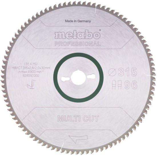 להב אוניברסלי למסור גרונג / פנדל 315 מ''מ / ''12 96 שיניים Metabo Multi Cut Professional