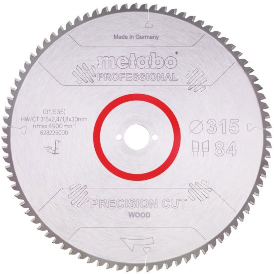 להב עץ למסור גרונג / פנדל 315 מ''מ / ''12 84 שיניים Metabo Precision Cut Professional