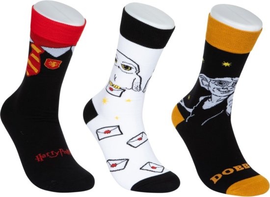 מארז 3 זוגות גרביים מעוצבים Pulliez דגם הארי פוטר - מידת One Size שמתאימה למידות 36-46