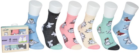 מארז 6 זוגות גרביים מעוצבים למבוגרים Pulliez דגם Moomin - מידת One Size שמתאימה למידות 35-45
