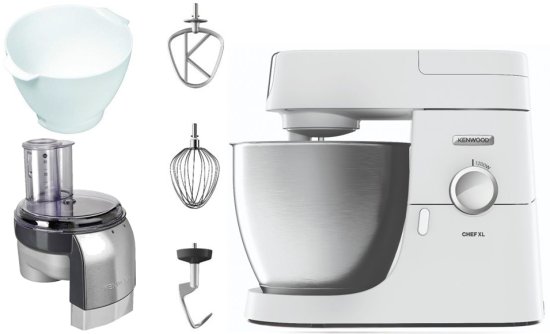 מיקסר שולחני 6.7 ליטר + קערה נוספת וקוצץ ירקות Kenwood Chef XL KVL4114W 1200W – צבע לבן