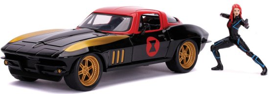 מכונית שברולט קורבט 1996 עם דמות אלמנה שחורה 1:24 מבית Jada