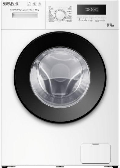 מכונת כביסה פתח חזית 8 ק''ג 1400 סל''ד Germaine GR-F208 - צבע לבן