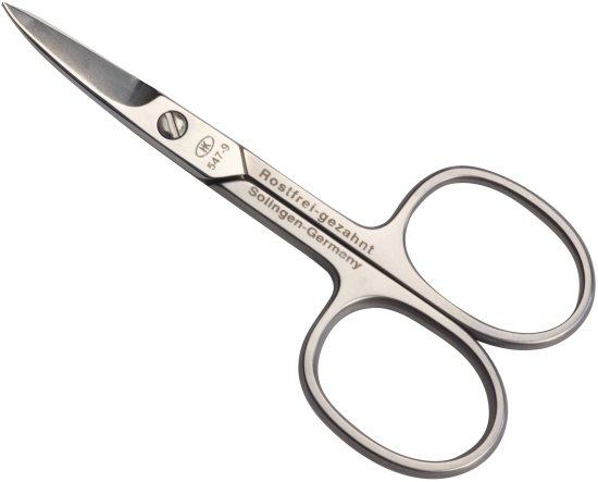 מספריים לציפורניים קצה מלוטש ומעוקל  90 מ''מ גימור משויף עם קצוות בגימור מראה סדרת Nobel & Steel מבית HK