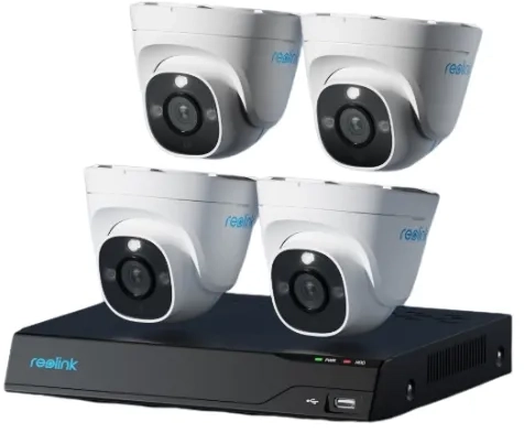 מערכת 4 מצלמות אבטחה חכמות Reolink NVS8-8MD4 4K UHD - צבע לבן