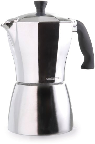 מקינטה 6 כוסות מאלומיניום תואמת אינדוקציה מבית Arcosteel - צבע כסוף