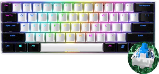 מקלדת גיימינג מכנית Sharkoon SKILLER SKG50 S4  בצבע לבן — מתג כחול