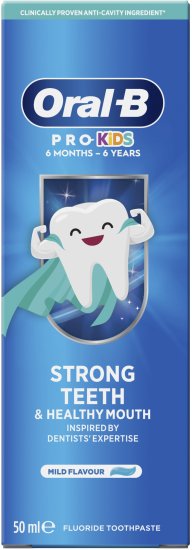 משחת שיניים לילדים בטעם פירות Oral-B Pro Kids Strong Teeth & Healthy Mouth - נפח 50 מ''ל - גילאים 6 חודשים עד 6 שנים