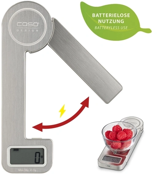 משקל מטבח דיגיטלי מעוצב ללא סוללה Caso Expert Kitchen Eco Style - צבע כסוף