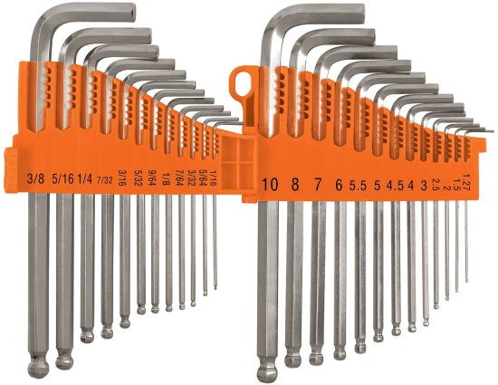 סט 25 יחידות אלן ארוך ראש כדורי מ"מ + אינץ' Truper