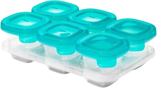 סט 6 קופסאות סיליקון להקפאה + מגש 60 מ''ל OXO TOT - צבע טורקיז