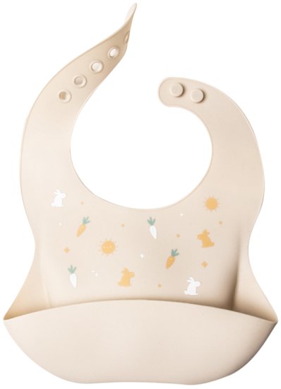 סינר סיליקון מבית Yamayo - צבע בז' עם איורי גזרים