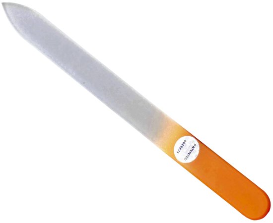 פצירת ציפורניים דו צדדית מזכוכית 14 ס''מ סדרת Nobel & Steel מבית HK - צבע כתום