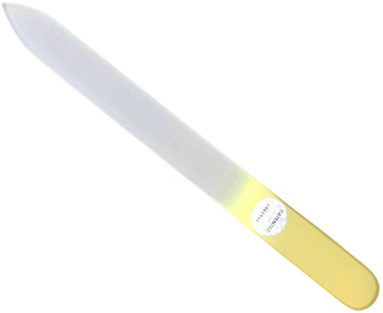 פצירת ציפורניים דו צדדית מזכוכית 14 ס''מ סדרת Nobel & Steel מבית HK - צבע צהוב