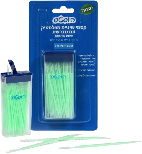 קיסמי שיניים מפלסטיק עם מברשת מבית Hostess - סך הכל 100 יחידות