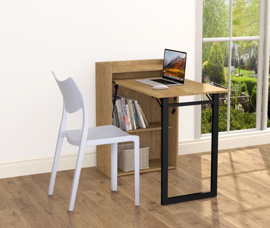 שולחן כתיבה מתקפל 102 ס''מ דגם Yarin מבית Star Shop - צבע שחור / חום