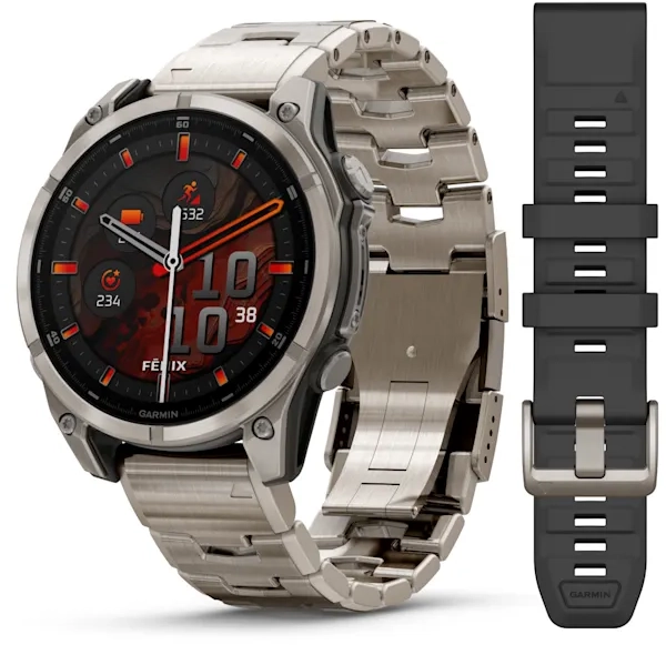 שעון חכם Garmin Fenix 8 AMOLED 47mm - טיטניום עם רצועת טיטניום - כולל תמיכה מלאה בעברית - אחריות יבואן רשמי על ידי רונלייט