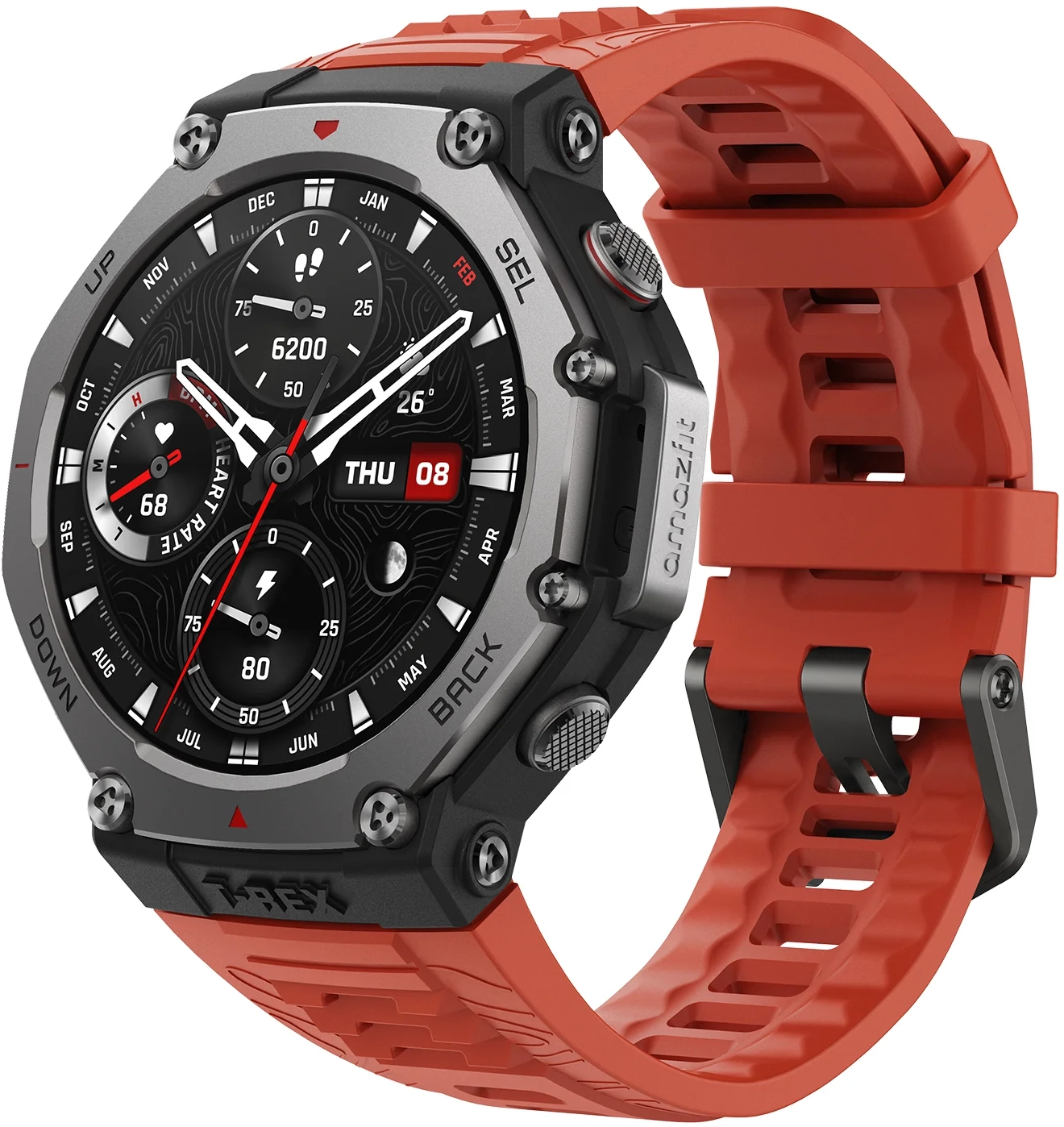 שעון ספורט חכם Amazfit T-Rex 3 MultiSport GPS - צבע Lava Orange