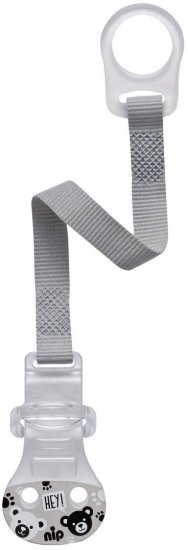 שרשרת בטיחות למוצץ עם טבעת מבית Nip - אפור