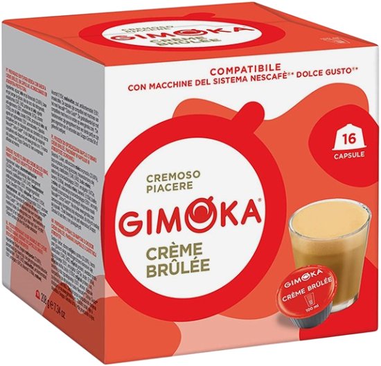 16 קפסולות Gimoka Creme Brulee - תואמות למכונות קפה Dolce Gusto