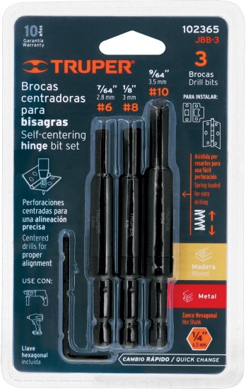 3 מקדחים למתכת ועץ לקידוח צירים Truper Multi Purpose