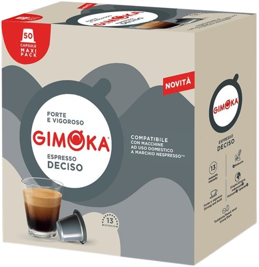 50 קפסולות אלומיניום Deciso מבית Gimoka - תואמות למכונות קפה Nespresso