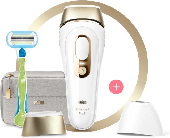 מציאון ועודפים - מסיר שיער Braun Silk Expert Pro 5 IPL Device Smart PL PL5152 - לבן / זהב – תמונה 3