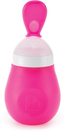 בקבוק כפית סיליקון להאכלה בלחיצה Munchkin - ורוד