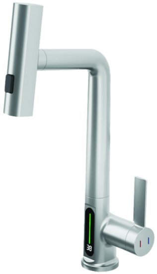 ברז מטבח נשלף דגם Gyro מבית קבוצת ZM חמת הפצה - צבע ניקל מוברש