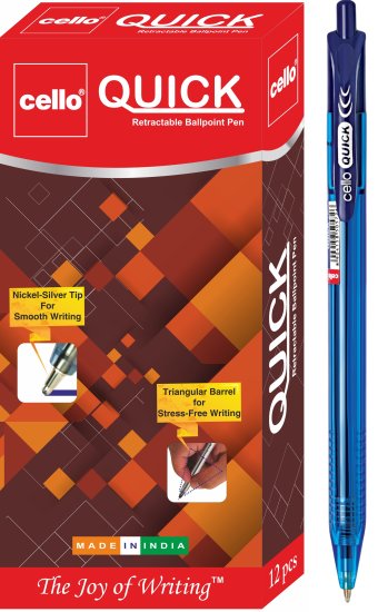 חבילת 12 עטים כדוריים לחיצים 0.7 דגם Cello Quick מבית BIC - כחול