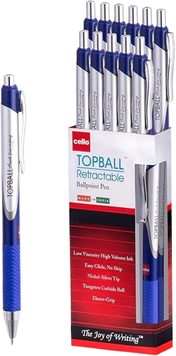 חבילת 12 עטים כדוריים לחיצים 0.7 דגם Cello Topball מבית BIC - כחול