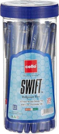 חבילת 25 עטים כדוריים 0.7 דגם Cello Swift מבית BIC - צבע כחול