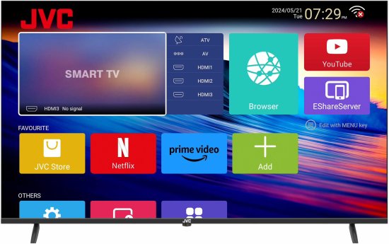 טלוויזיה חכמה 55 אינץ' 4K עם Android 14 דגם LT-55N7155 מבית JVC